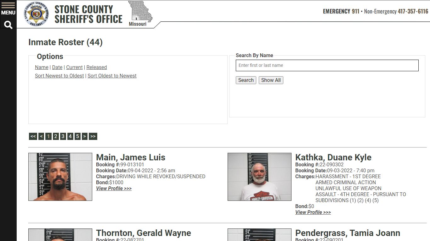 Inmate Roster - Current Inmates Booking Date Descending - Stone County ...